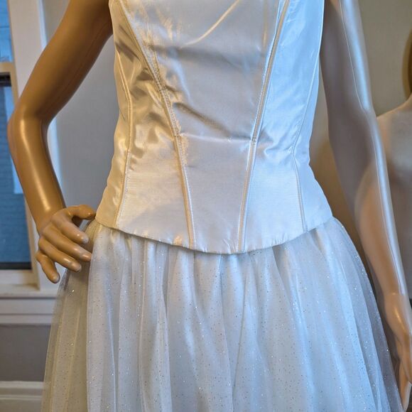 Vintage Y2K Gunne Sax Prom Gown Corset Rhinestone Glitter Princess Bridal 11 - Picture 4 of 12